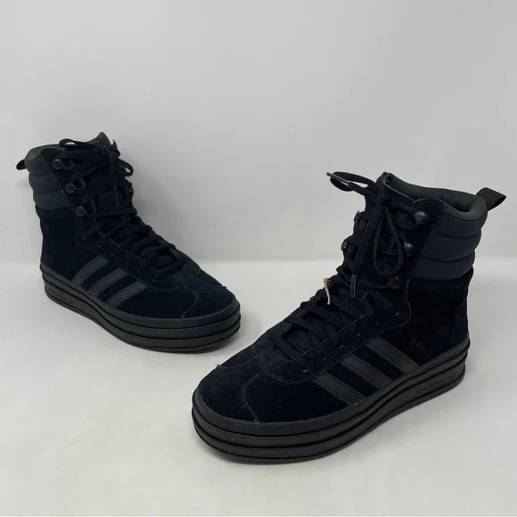 Adidas Gazelle High Boots Triple Black Women’s Athletic Sneakers ID6983 - NWT - Picture 10 of 14